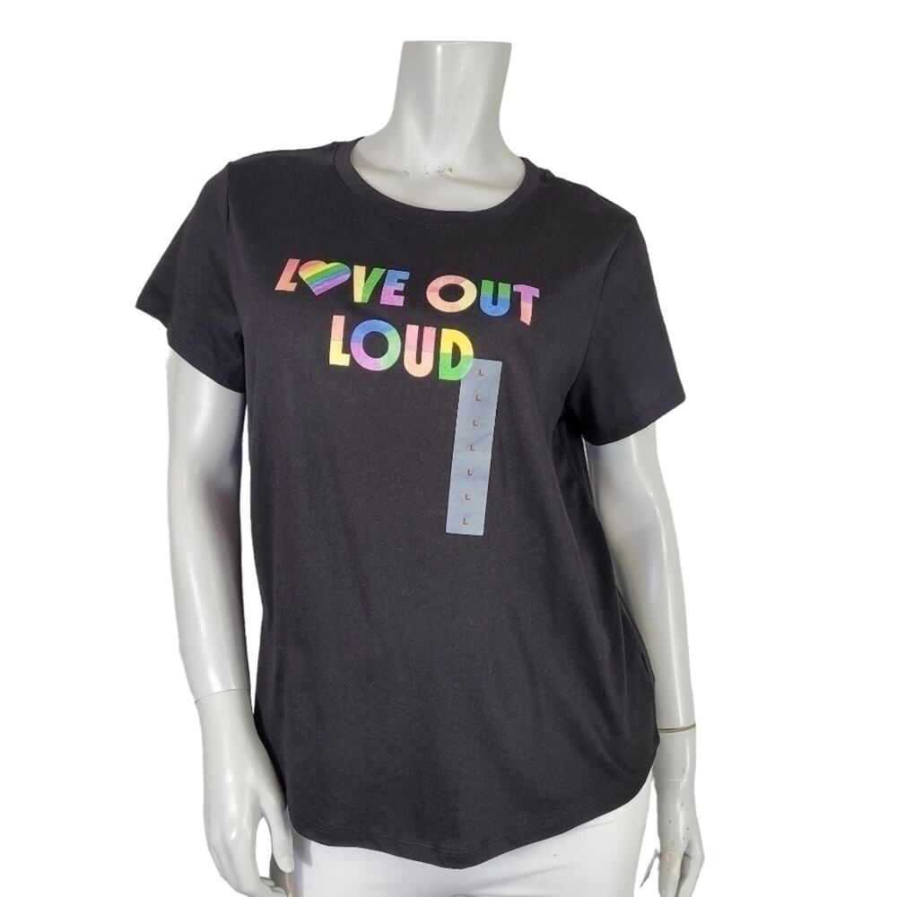OLD Navy Love Out Loud Black Rainbow Pride T-Shirt - Size Large